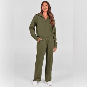 PRETTYGARDEN Women 2 Piece Half Zip Pullover Sweatshirt Long Pants Set -  NWOT